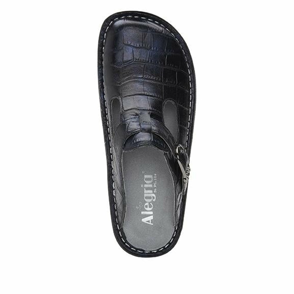 Alegria Classic Croco Women's Nursing Shoes Black | RQFKOV812