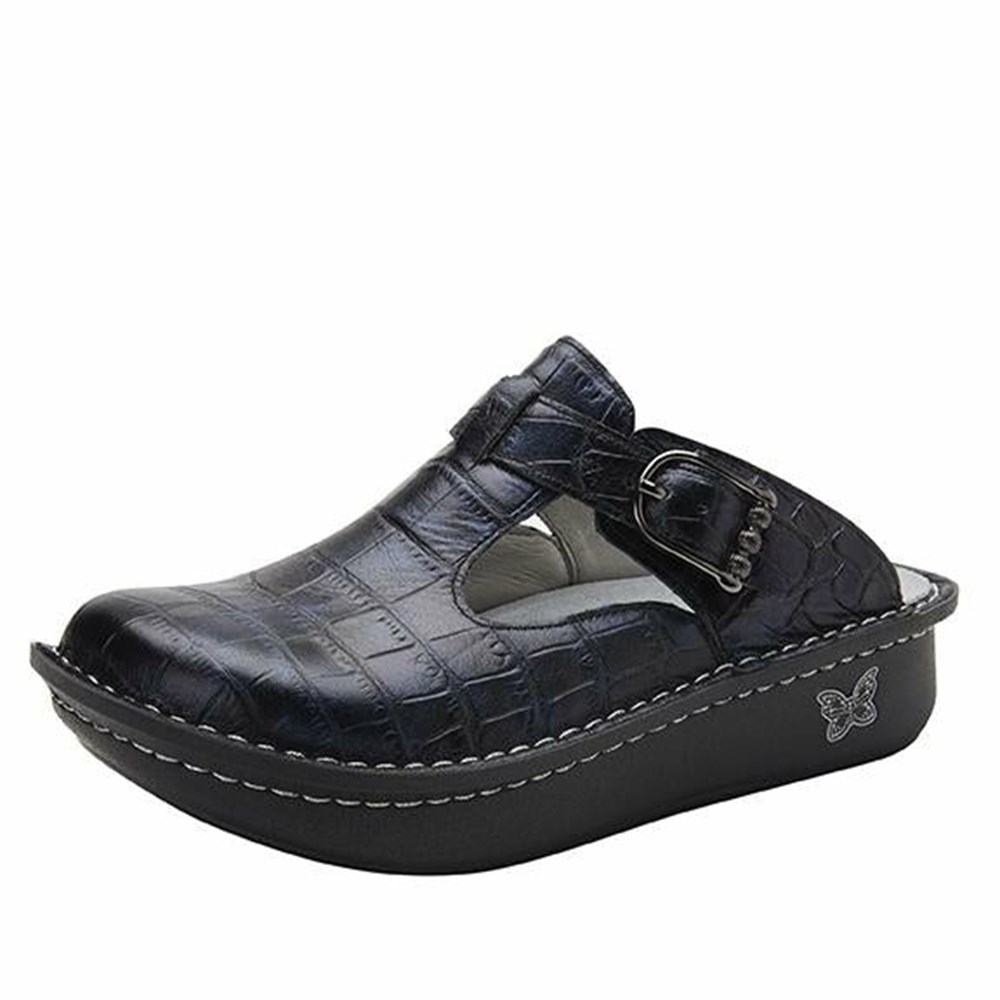 Alegria Classic Croco Women\'s Nursing Shoes Black | RQFKOV812