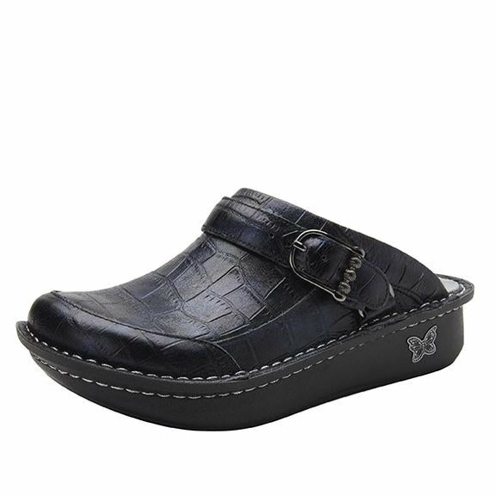 Alegria Seville Croco Noche Women\'s Nursing Shoes Black | NXDEZB048